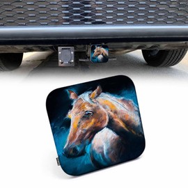Beabes Horse Trailer Hitch Covers for Trucks Cars, Nature Wild Animal Horse Head Rubber Tow Trailer Hitch Cover Plug Insert Receiver Tube Hitch Cover Cap for Men Women, 2 Inch Hitch Cover