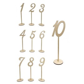 Wooden Table Numbers Holders with Stands,Natural Wood,Home Decor,8.88 Inch Tall,Perfect for Weddings, Parties,Restaurants,Hotels. (Number 1-10)
