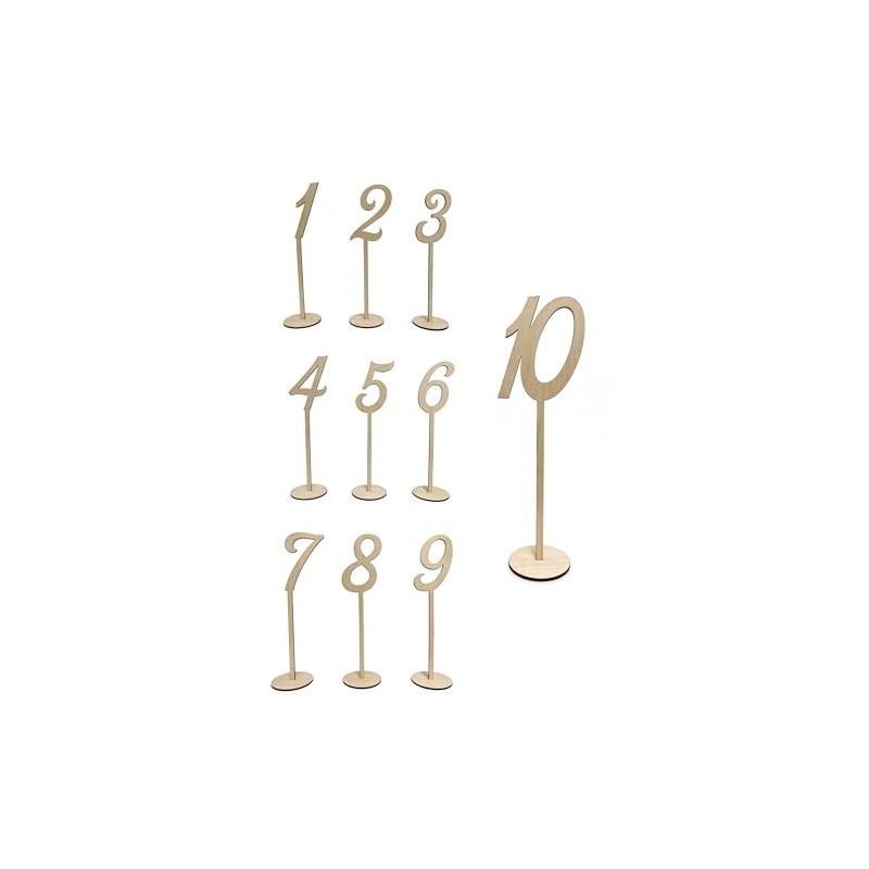 Wooden Table Numbers Holders with Stands,Natural Wood,Home Decor,8.88 Inch Tall,Perfect