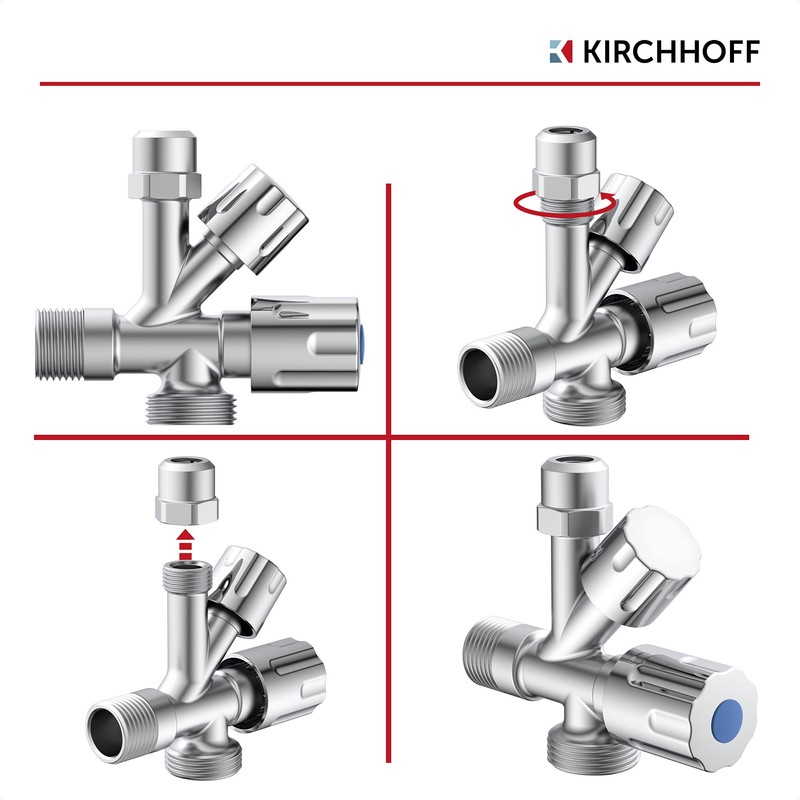 KIRCHHOFF 98480090 Universal Angle Valve with Dishwasher Connection, 1/2 Inch
