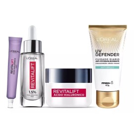 L'Oréal Paris Kit Ácido Hialurónico Serum + Crema Día + Contorno Ojos + Protector Solar