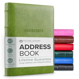 Leather Desk Address Book by Gallery Leather - Acadia Lime - Refillable Binder
