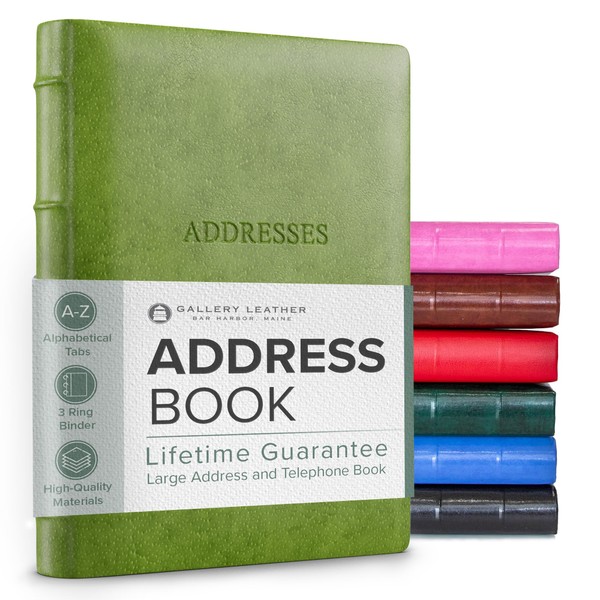 Leather Desk Address Book by Gallery Leather - Acadia Lime