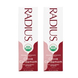 RADIUS USDA Organic Clove Cardamom Toothpaste 2 Count, 3oz, Non Toxic, Designed to Improve Gum Health and Help Prevent Cavities
