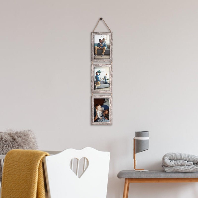 4x6 Picture Frames Collage Rustic, 3 Openings 4 x 6