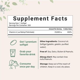 Micro Ingredients Vitamin A Softgels – 25,000 IU with Virgin Coconut Oil