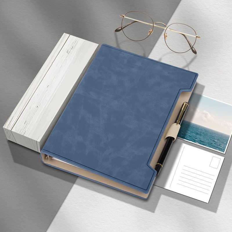 Fosdaling DIN A5 PU Leather Ring Binder Notebook, Refillable Notebook