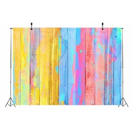 Loccor 9x6ft Fabric Colorful Graffiti Wooden Floor Backdrop Product Photography Background Birthday Party Decor Newborn Baby Shower Graduation Anniversary Banner Selfie Photo Booth Studio Prop