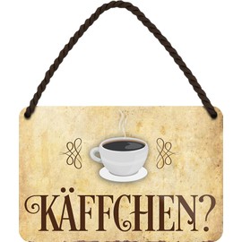schilderkreis24 Tin Sign Funny Coffee Saying "Käffchen?" Decorative Sign Cafe Restaurant Bar Cafeteria Bistro Gift Idea Retro Kitchen Gift Birthday Christmas 18 x 12 cm