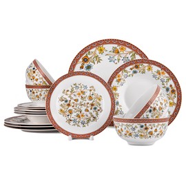 STP Porcelain J-229561, Fleurs des Prairies Bone China Dinnerware Set of 16, Service for 4