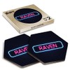 2 x Hexagon Coasters - Neon Sign Design Raven Name