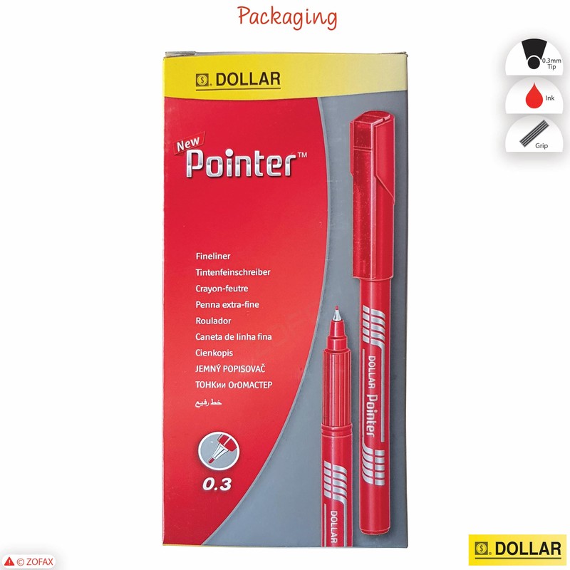Z3FT Fineliner Pens, RED, Fine Tip (0.3mm), Pack of 10,