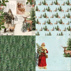 Verve Jelly 24 Sheet Christmas Decorative Paper Scrapbooking Supplies Making Background Paper, Single Sided Vintage Scrapbooking Paper for Xmas Card Making Scrapbook Decoration, Scrapbook,6*6in