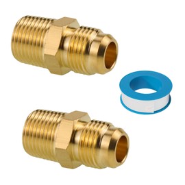 Angry Pony Flare 3/8 male to NPT 3/8 male half union tube fitting, brass pipe fitting coupling gas adapter (Pack of 2)