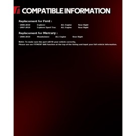 Torchbeam Rear Steering Knuckle & Wheel Bearing Hub Assembly Replaces Ford Explorer 2006-2010, Ford Explorer Sport Trac 2007-2010, Mercury Mountaineer 2006-2010,Passenger Side 698412