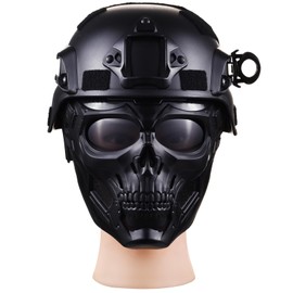 Skull Airsoft Full Face Tactical Helmet and Mask, Detachable Adjustable Military Grade for Paintball