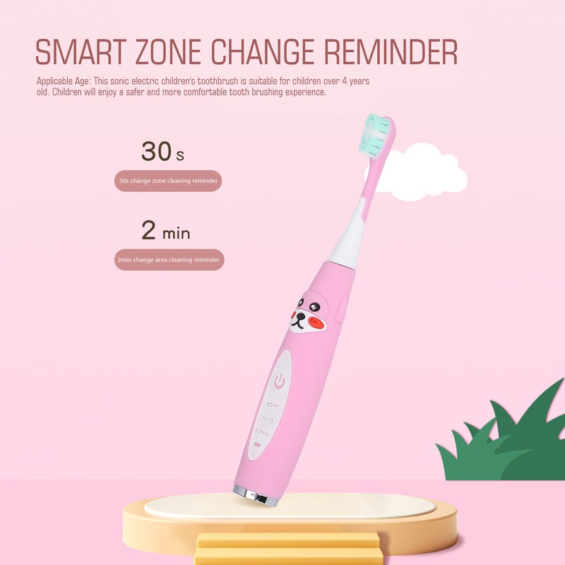 Kids Electric Toothbrush Sonic Smart Timer Cartoon Shape Soft IPX7