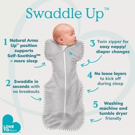 Love To Dream Swaddle Up, Newborn 2.2-3.8kg, White Mini Cloud Snug Fit Supports Good Sleep, 1.5 TOG Suitable All Year for (18-22°C) Temperature, Machine Washable & Double Zip for Easy Nappy Change