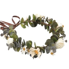 KorViSHOW White Rose Flower Crown - Fairy Floral Headpiece White Rose Flower Headband Renaissance Hair Accessories for Women Girls Bridal Wedding Vacation Festival Party Accessory