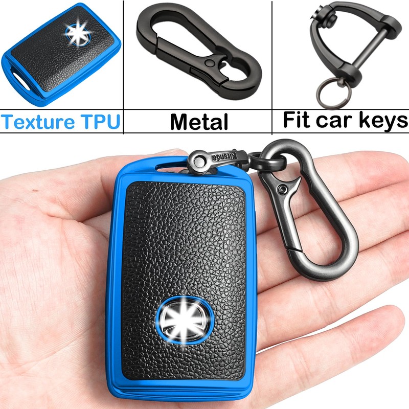 Kirsnda Mazda Key Fob Cover, Texture Case with Metal Keychain,