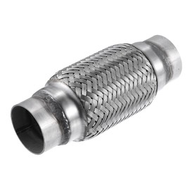 X AUTOHAUX Universal 2.09" x 2.20" W/ Ends 7.91" Long Exhaust Flex Pipe Stainless Steel Double Braid Exhaust Tube Silver Tone 1pcs