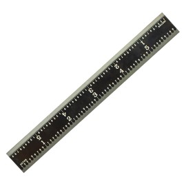 PEC Tools 6" Rigid Metal Ruler, Made from Premium Stainless Steel with Black Chrome Finish, 16R Graduation (1/32", 1/64", 1/50", 1/100"), Easy to Read Machinst Rule for Professionals, Made in USA