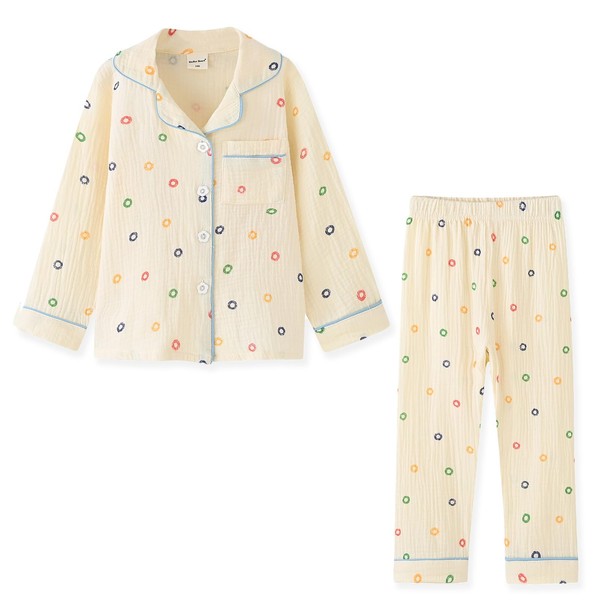 ACESTAR Toddler Little Girls Button Down Pajamas Set, Boys Long