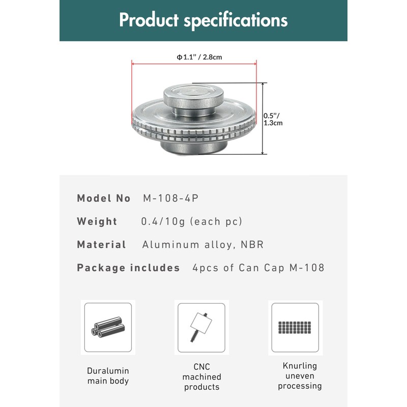 CAMPINGMOON 4pcs Cap for Camping Gas Fuel Canister with EN417