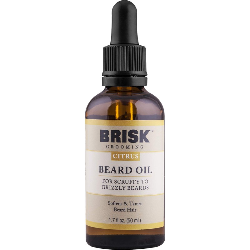 Brisk Beard Grooming Oil Liquid, Citrus for Beard Hair, 1.7