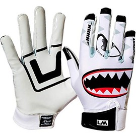 Loudmouth Football Gloves - Adult & Youth Sizes | Ultra Grip Silicone Palm | Form Fitting Spandex Fabric | Adjustable Neoprene Wristband | Adult & Youth Football Gloves (White, Youth Medium)