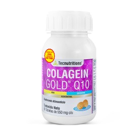 Colagein Gold Q10 (180 Tabletas de 550 mgcu) - Suplemento alimenticio con colageno hidrolizado, queratina, resveratrol, Q10, acai, blueberry, noni,...