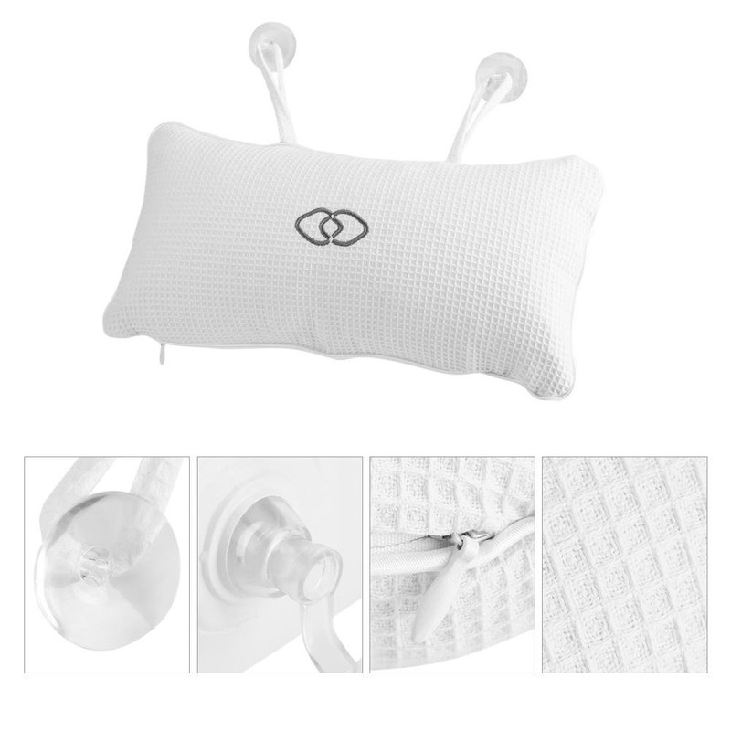 Non-Slip Spa Bath Pillow Machine Washable Bathtub Pillow Cushion for