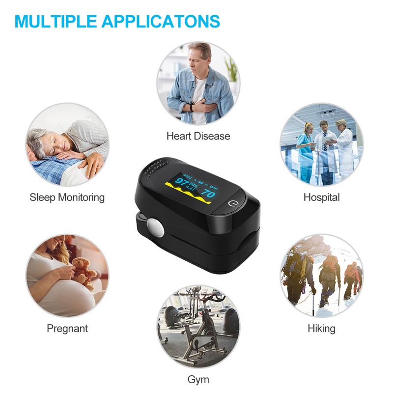 Fingertip Pulse Oximeter Oximetry Blood Oxygen Saturation Monitor with batteries