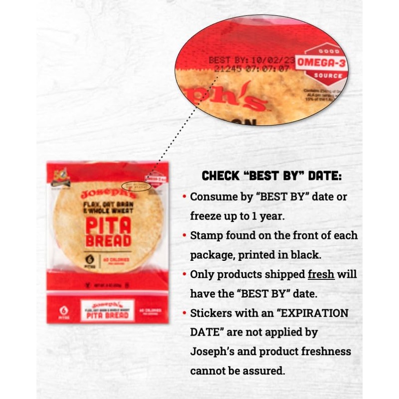 Joseph's Bakery Pita Bread, Flax Oat Bran & Whole Wheat,