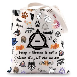 JNIAP Therian Tote Bag Therian Gift Therian Symbol Shoulder Bag Being A Therian Is Not A Choice It's Just Who We Are Tote Bag, Therian Tb, Large