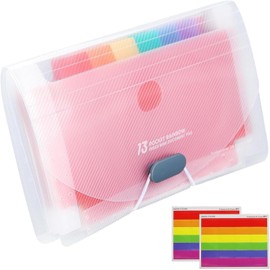 13 Pockets A6 Flashcard Organizer with Colored Dividers for Study, Note Cards, and Flashcards – Compact & Portable Storage