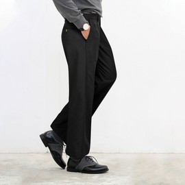 ROYALE LINENS Men's Classic-Fit Wrinkle Free Flat Front Chino Pant Available in Big & Tall - Premium Casual Pants - Regular Straight Pants Black