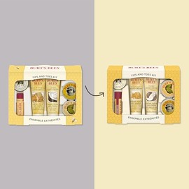 Burt's Bees Tips and Toes Kit Holiday Gift Set, 6 Travel Size Products in Gift Box - 2 Hand Creams, Foot Cream, Cuticle Cream, Hand Salve and Lip Balm