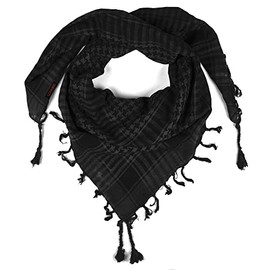 LOVARZI Shemagh Scarf for Men Tactical Desert Black - Cotton Tactical Military Army Soldiers Scarfs Palestinian Arabic Arab Turban Keffiyeh Lightweight Sun Dust protection gear