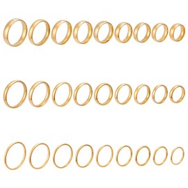 UNICRAFTALE 27Pcs 27 Styles Non Tarnish Rings Set for Women Stainless Steel Finger Rings Plain Band Plain Stacking Knuckle Fashion Thin Ring Set Golden Ring Bulk for Women Man