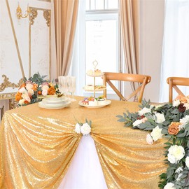 B-COOL Rectangle Sequined Table Cloth Gold Sequin Tablecloth Glitter Tablecloth Sequin Wedding Decoration Christmas Tablecloth 50x50 inch