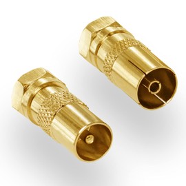 HB-Digital 2-Piece SAT Antenna Adapter Set – Antenna Plug (Male) and Antenna Socket (Female) to F-Connector (SAT, Male) HQ Gold-Plated