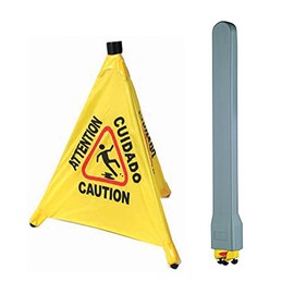 Winco CSF-Set, Caution Sign, Pop-up Safety Cone with Storage Tube 22.4"H x 2.8"L x 2.3"
