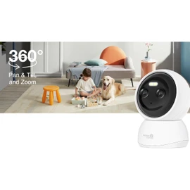 HomeGuard Smart Security Indoor Camera, Dual Cameras, QHD Security Camera with Powerful 16× Zoom and 360° PTZ, Human/Pet AI, Ideal for Baby Monitor/Pet Camera/Home Security, Dual-Band Wi-Fi, Plug in