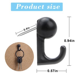 50 Pcs Black Push Pin Hooks, Cork Board Pin-Hooks Decorative Thumb Tacks Hook for Photo Wall, Bulletin Board, Home Wall, Home Office School Pinning and Hanging