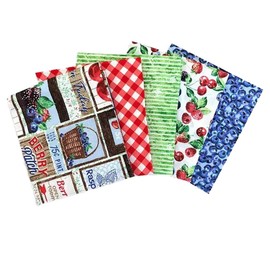 CraftsFabrics Berry Patch Fat Quarters Bundle - 5 Pack (100% Cotton, Premium Quality, Ideal for Crafts and Patchwork)
