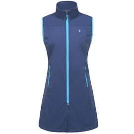 Little Donkey Andy Women's Lightweight Softshell Long Vest, Windproof Sleeveless Jacket for Golf Running Hiking Travel Blue XS