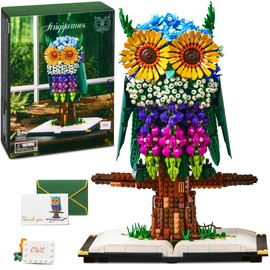 Haiwon Flower Owl Animal Toy Building Sets MOC Floral Collectible Model for Home Decor or Office Art, Mother’s Day Birthday Gifts for Adults or Teens 12+ (1989 Pieces)