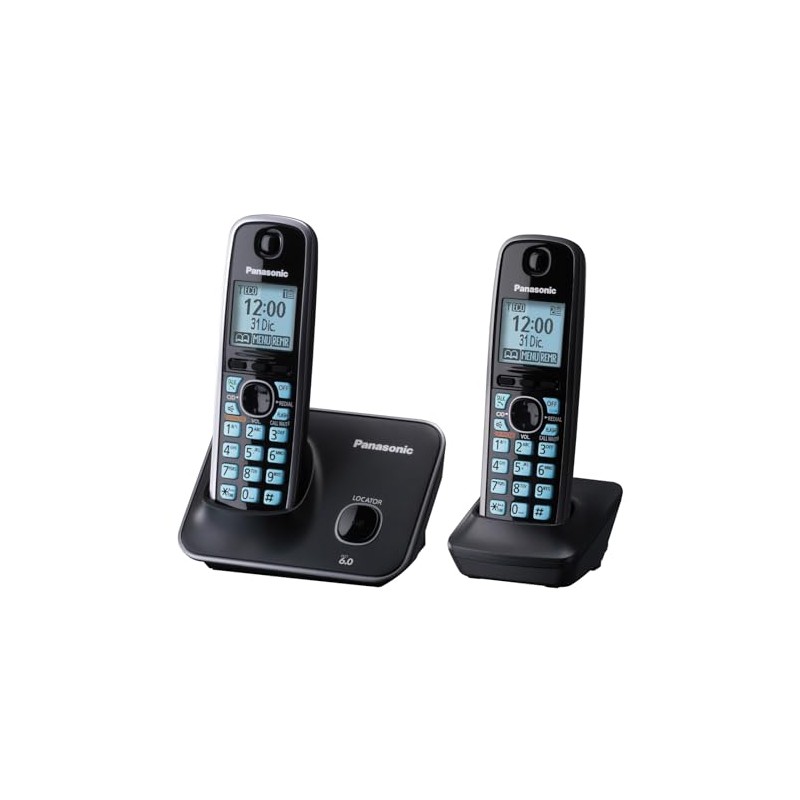 Panasonic 2 Teléfonos Inalámbricos KX-TG4112MEB DECT con Pantalla LCD de