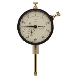 Mitutoyo 2416S-10 Dial Indicator, #4-48 UNF Thread, 3/8" Stem Dia., Lug Back, White Dial, 0-100 Reading, 57mm Dial Dia., 0-1" Range, 0.001" Graduations, +/-0.002" Accuracy